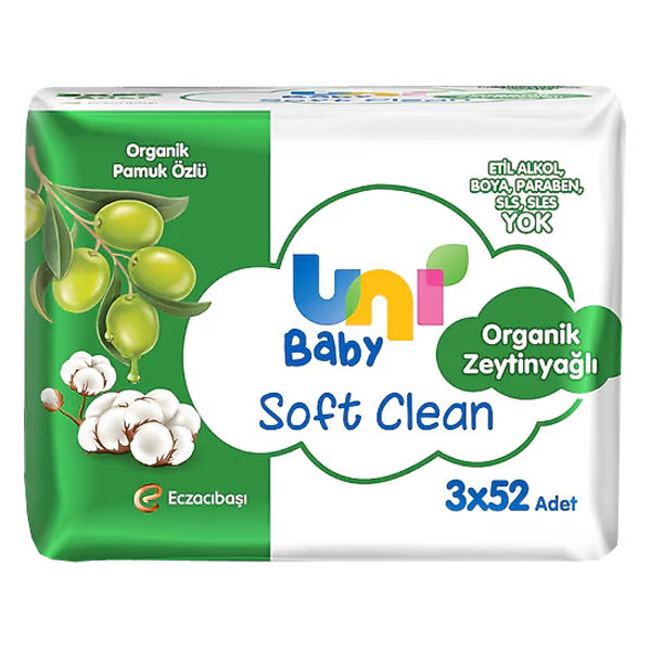 UNI ISLAK MENDİL 3x52’Lİ *ORGANİK ZEYTİNYAĞLI