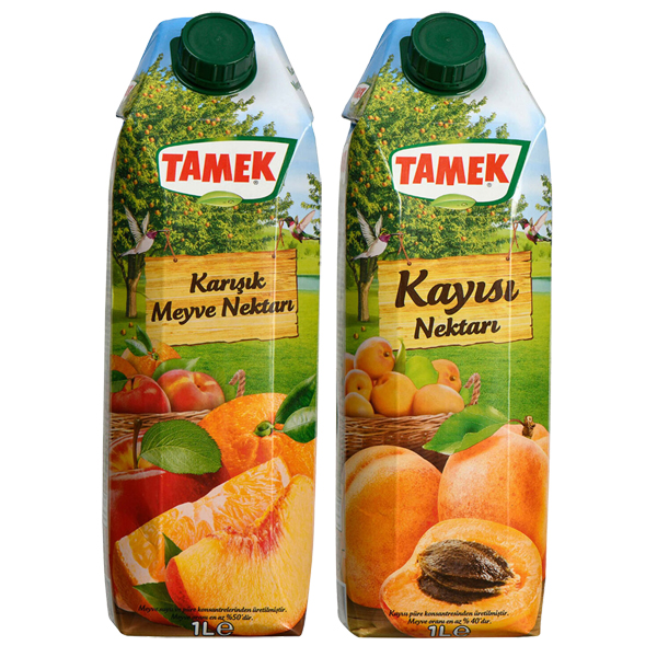 TAMEK MEYVE NEKTARI 1 LT (ŞEFTALİ/KARIŞIK/KAYISI/VİŞNELİM)