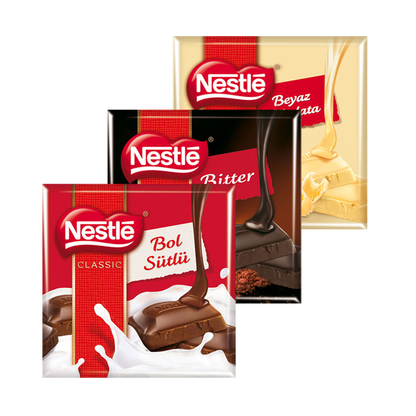 NESTLE SÜTLÜ/BİTTER/BEYAZ KARE ÇİKOLATA 60 GR