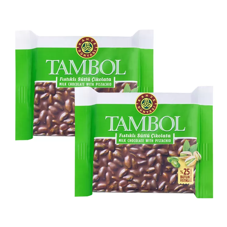 KAHVE DÜNYASI TAMBOL ÇİKOLATA 77 GR *ANTEP FISTK.
